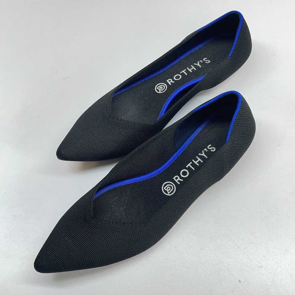 ROTHY’S The Point Black Knit Slip On Ballet Shoes Size 10.5 Flats Pointed Toe